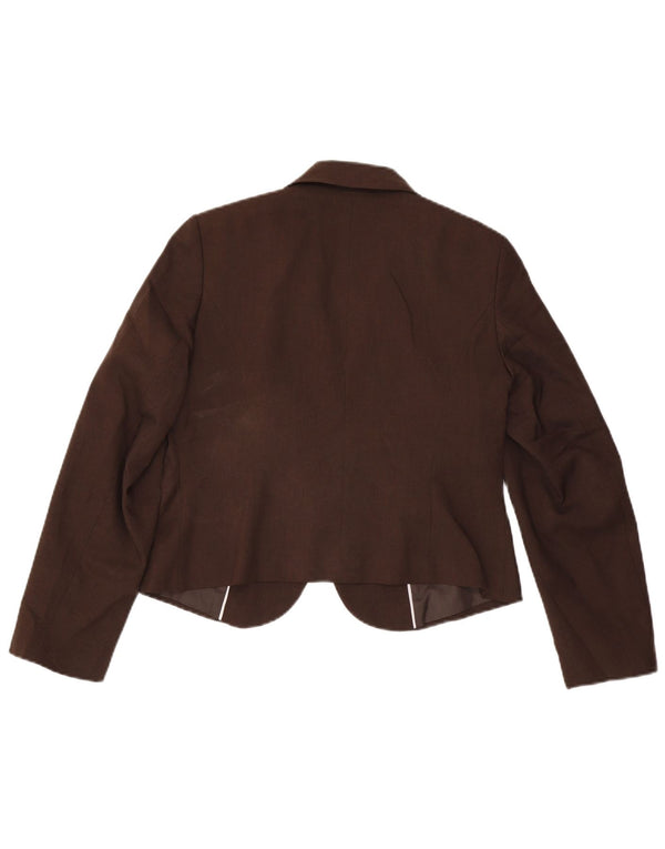 Marks & Spencer Womens 1 Button Blazer Jacket UK 14 Medium  Brown Polyester