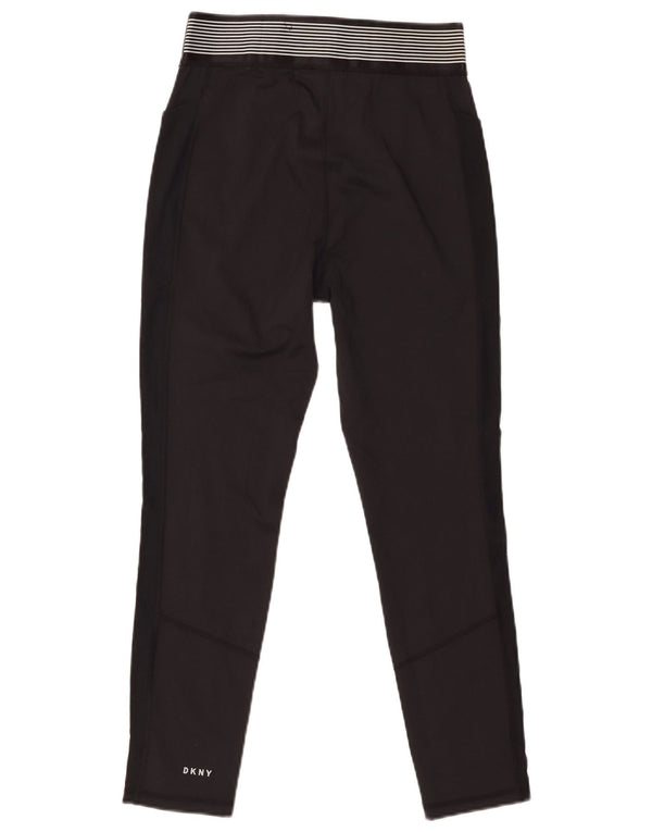 Dkny Womens Graphic Crop Leggings UK 12 Medium  Black Polyester