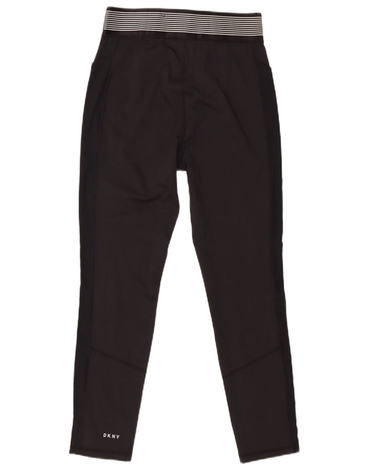 Dkny Womens Graphic Crop Leggings UK 12 Medium  Black Polyester