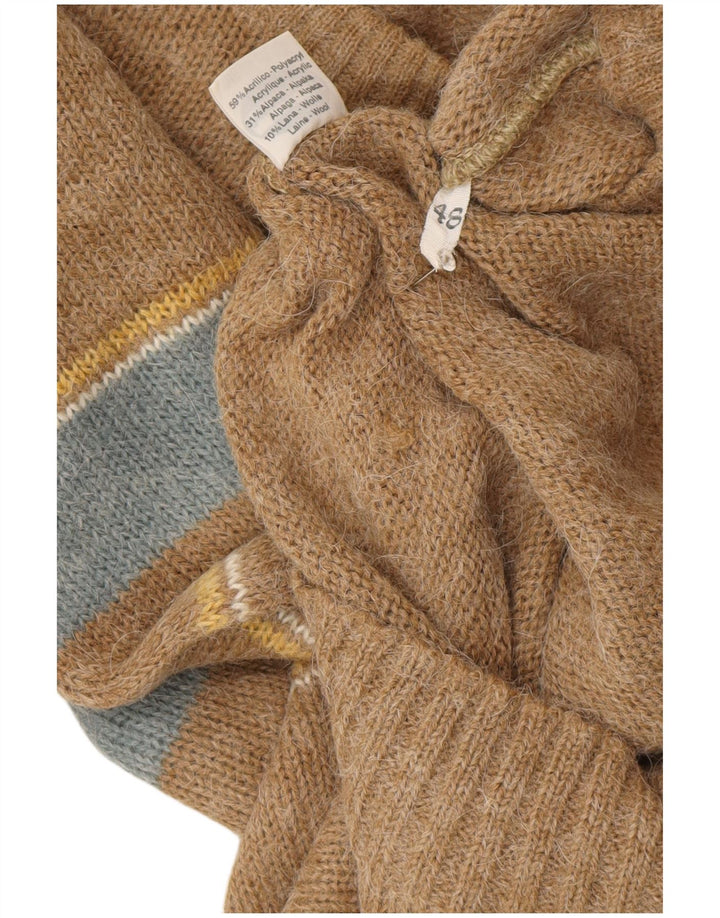 Portobello’s Mens Crew Neck Jumper Sweater IT 48 Medium Brown Colourblock