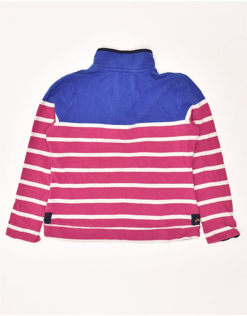 JOULES Womens Button Neck Sweatshirt Jumper UK 12 Medium Pink Striped | Vintage Joules | Thrift | Second-Hand Joules | Used Clothing | Messina Hembry 