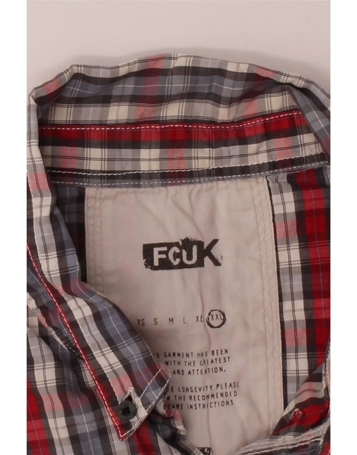 FCUK Mens Short Sleeve Shirt 2XL Multicoloured Check Cotton