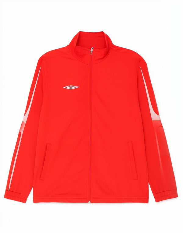Umbro Mens Tracksuit Top Jacket Medium Red Colourblock Polyester Sports