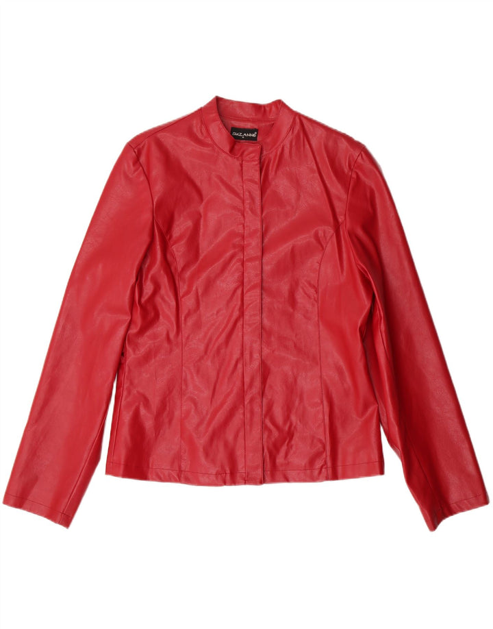 VINTAGE Womens Faux Fur Jacket UK 14 Medium Red Polyvinyl Vintage Vintage and Second-Hand Vintage from Messina Hembry 