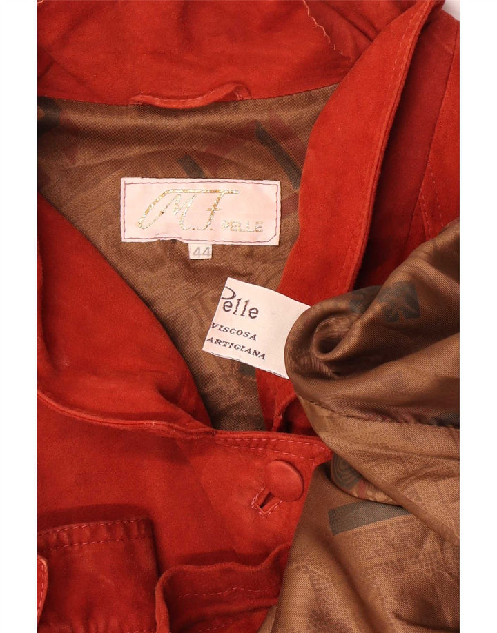 Vintage Womens Oversized Suede Jacket IT 44 Medium Red Leather