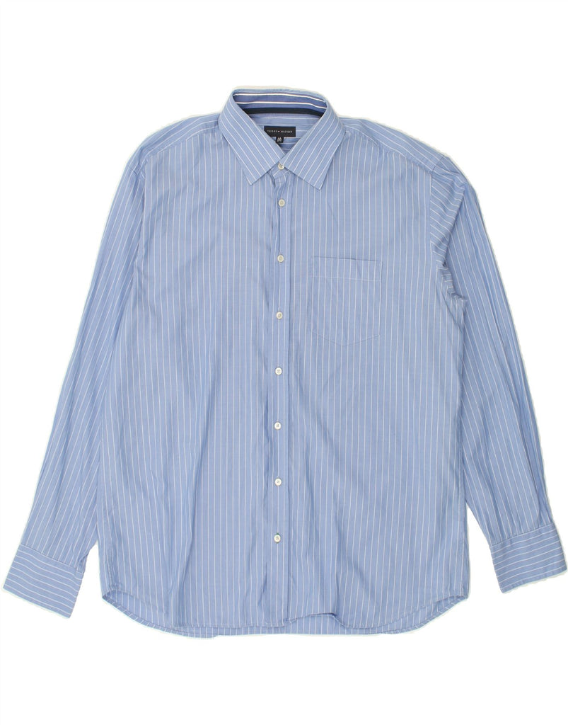 TOMMY HILFIGER Mens Shirt Size 17 1/2 44 XL Blue Pinstripe Cotton | Vintage Tommy Hilfiger | Thrift | Second-Hand Tommy Hilfiger | Used Clothing | Messina Hembry 