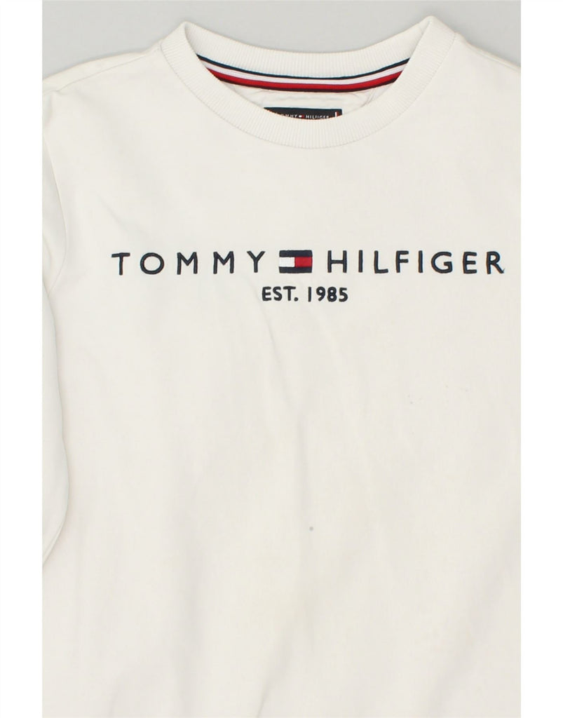 TOMMY HILFIGER Boys Graphic Sweatshirt Jumper 11-12 Years White Cotton | Vintage Tommy Hilfiger | Thrift | Second-Hand Tommy Hilfiger | Used Clothing | Messina Hembry 