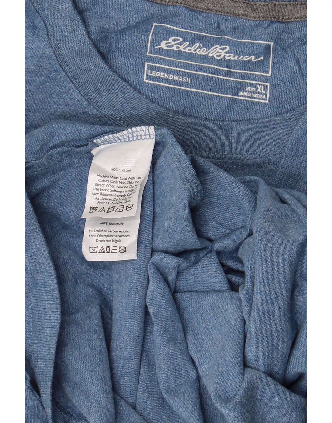 EDDIE BAUER Mens T-Shirt Top XL Blue Cotton