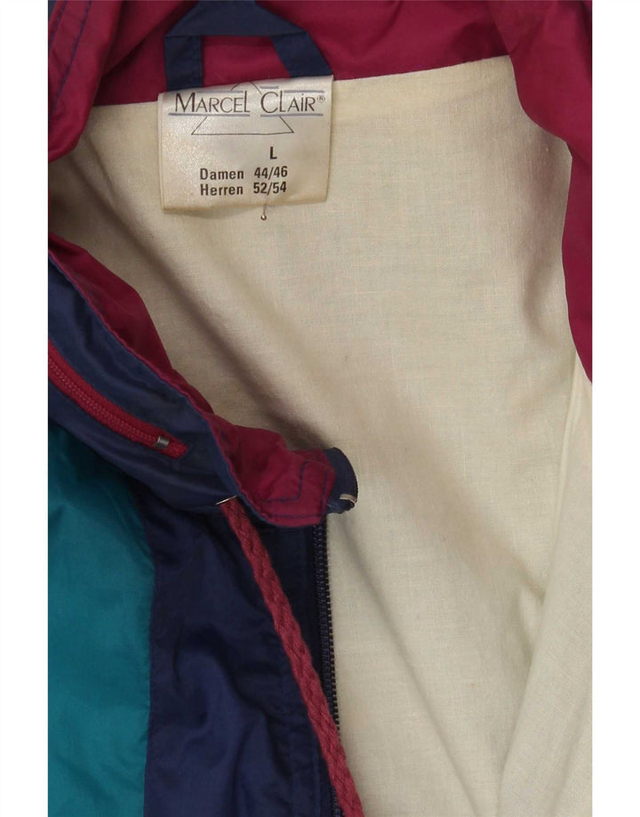 Marcel Clair Mens Hooded Rain Jacket EU 52/54 Large Blue Colourblock
