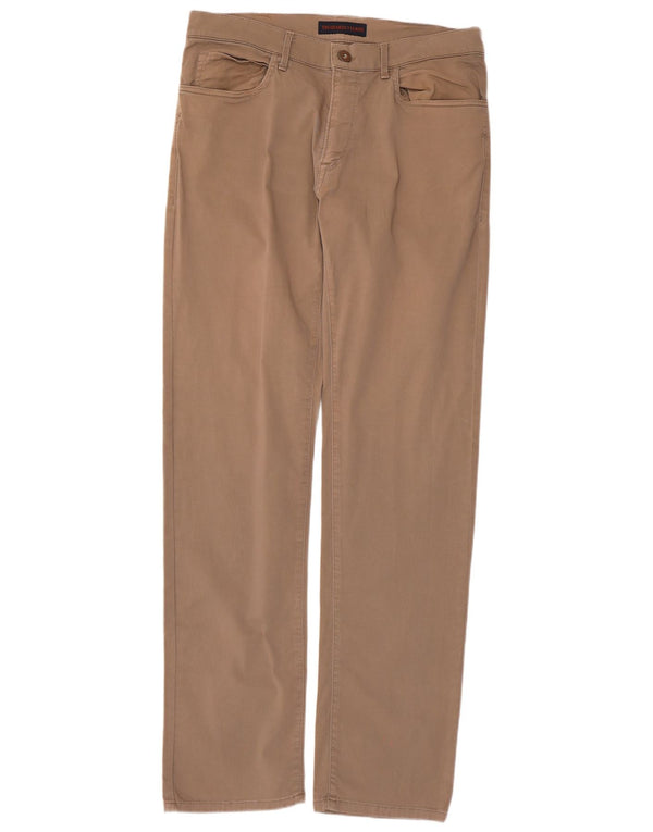 Trussardi Mens Straight Casual Trousers W35 L33 Beige Polyester