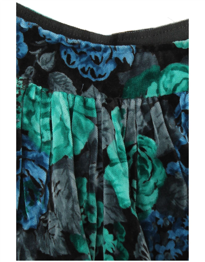 Vintage Womens Velvet A-Line Skirt W28 Medium Multicoloured Floral