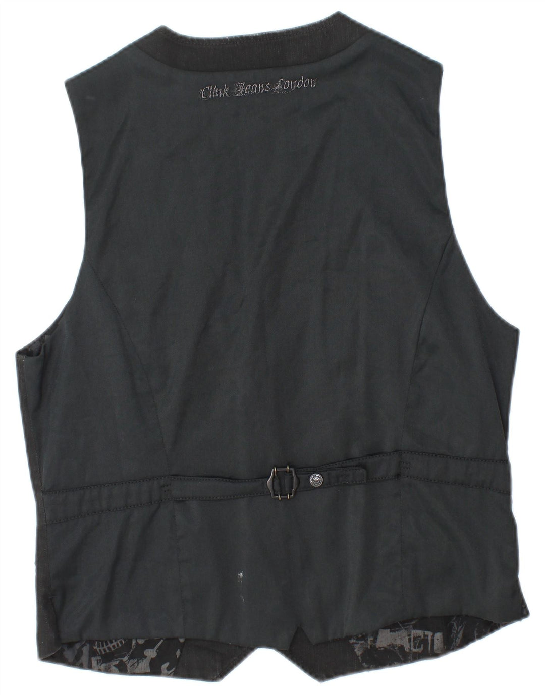 Clink Jeans London Mens Graphic Waistcoat Large Black Cotton