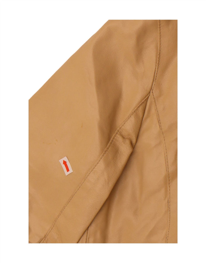 MOTIVI Womens Biker Leather Jacket UK 8 Small  Beige Leather