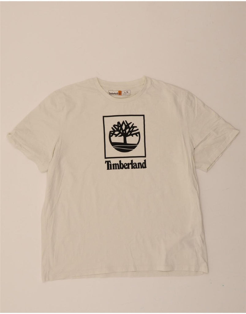 TIMBERLAND Mens Authentic Graphic T-Shirt Top Large White Cotton Vintage Timberland and Second-Hand Timberland from Messina Hembry 