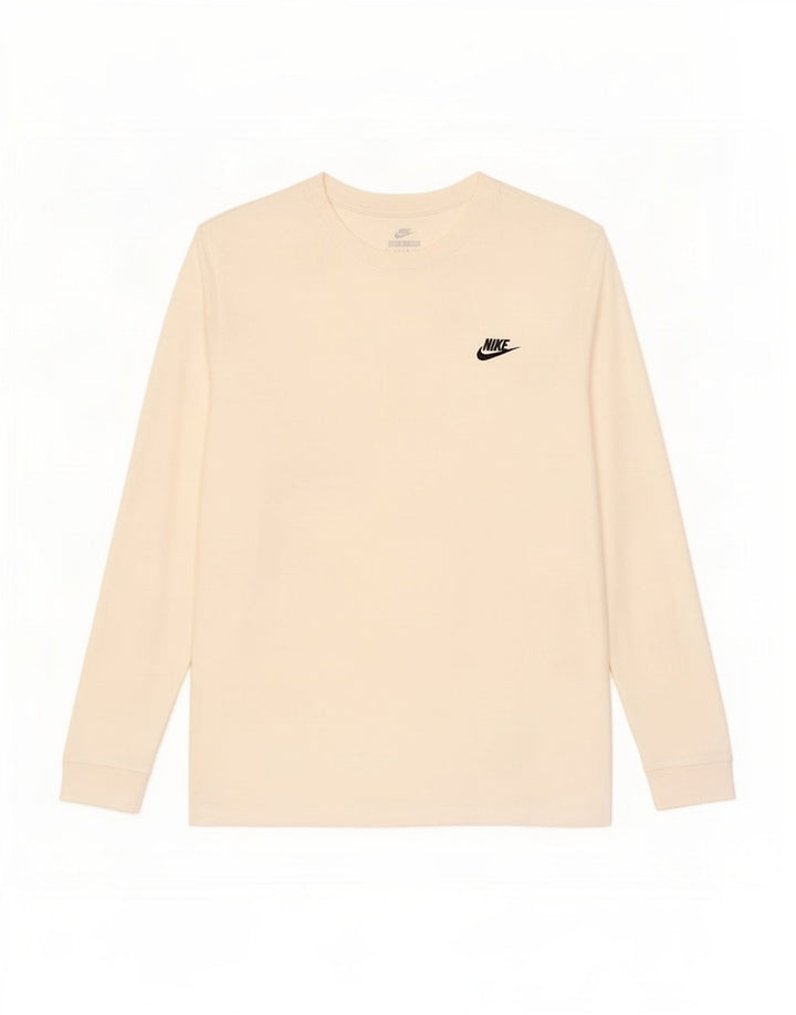 Nike Mens Top Long Sleeve Large Off White Cotton