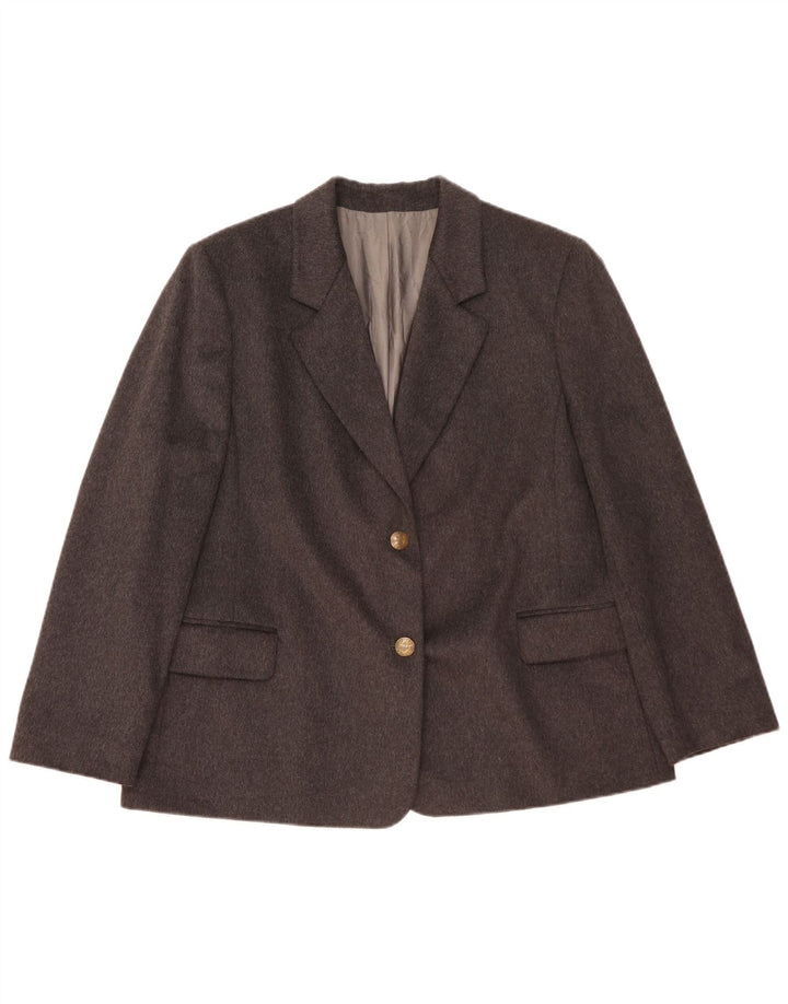 Vintage Womens 2 Button Blazer Jacket IT 51 2XL Grey Wool
