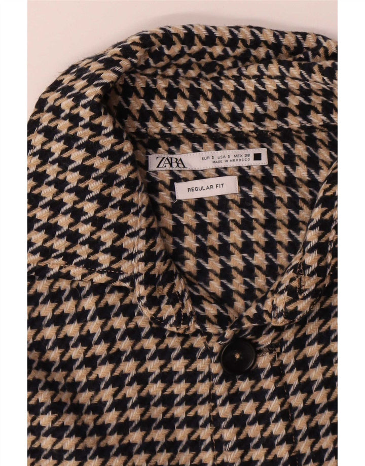 Zara Mens Regular Fit Overshirt Shirt Small Brown Houndstooth
