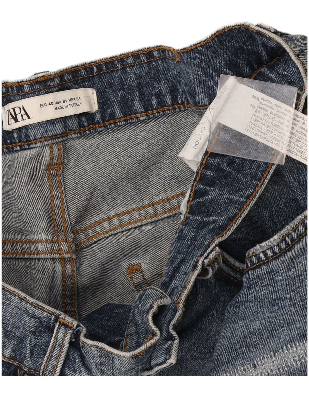 Zara Mens Distressed Denim Shorts EU 40 Medium W31  Blue Cotton
