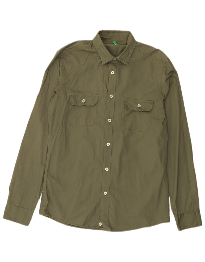 BENETTON Mens Shirt Small Khaki