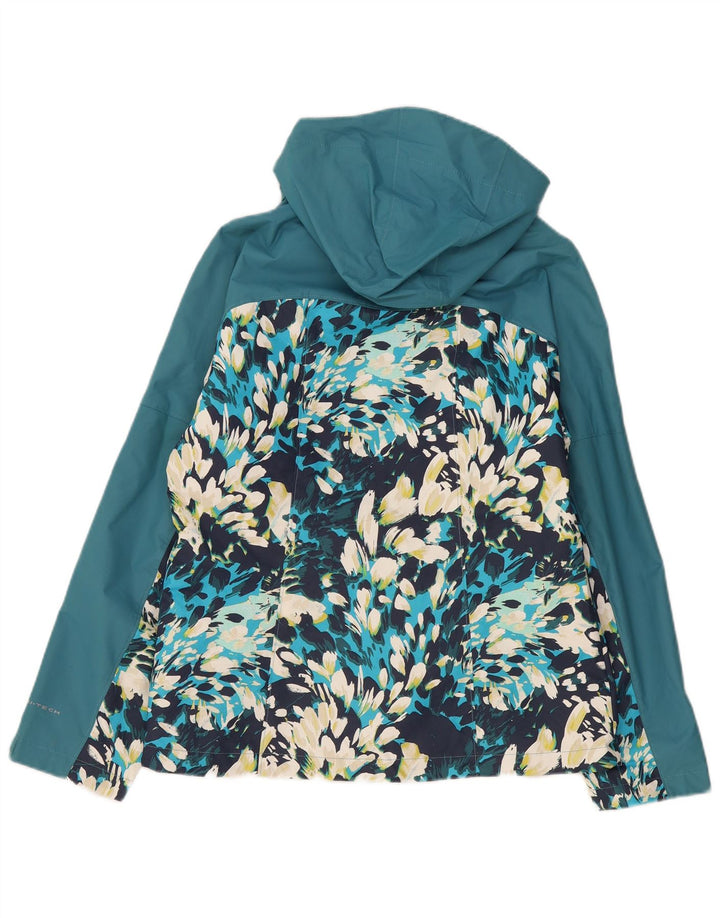 Columbia Womens Hooded Windbreaker Jacket UK 10 Small Blue Floral Polyester
