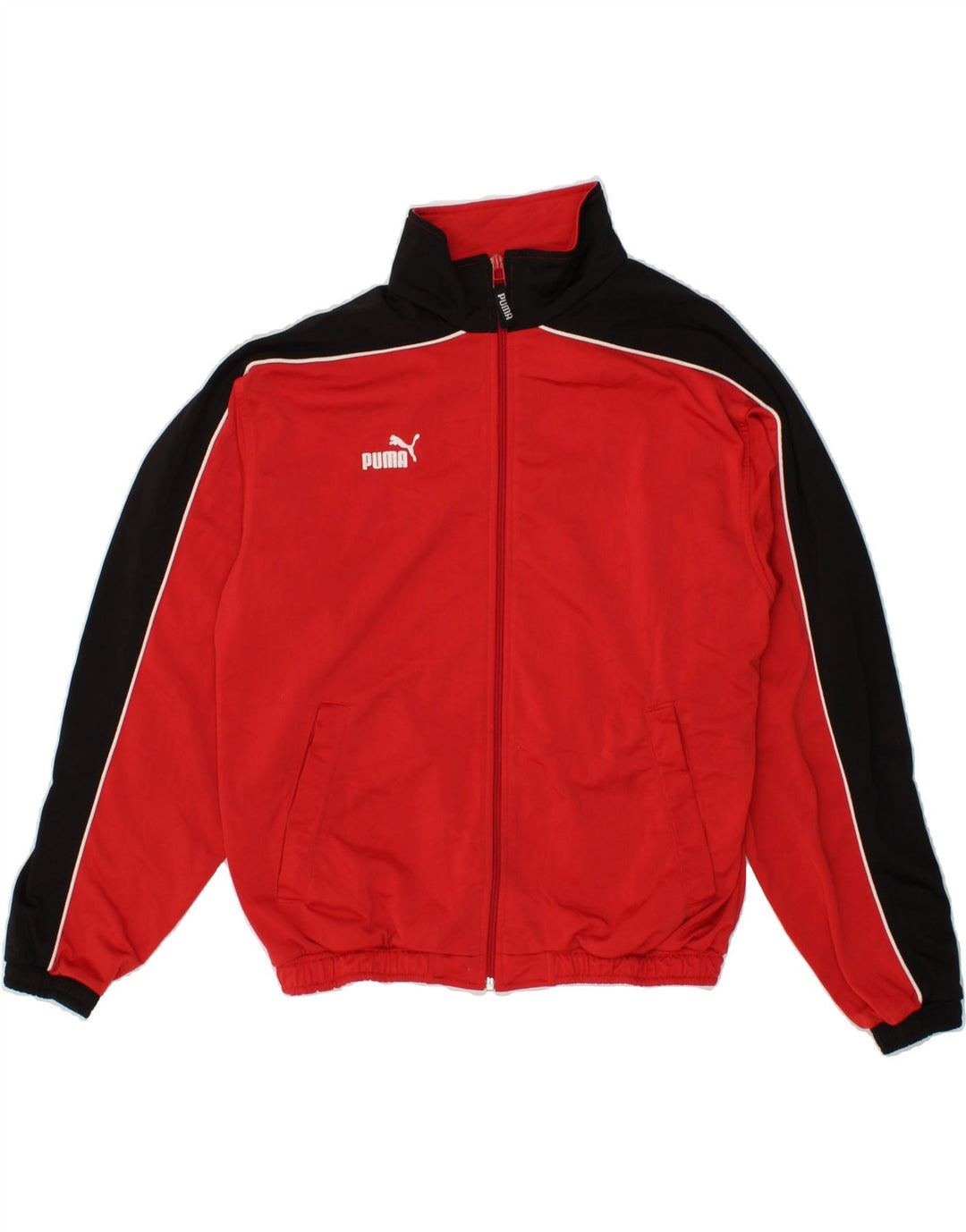 PUMA Boys Tracksuit Top Jacket 13-14 Years Red Colourblock Polyester Vintage Puma and Second-Hand Puma from Messina Hembry 