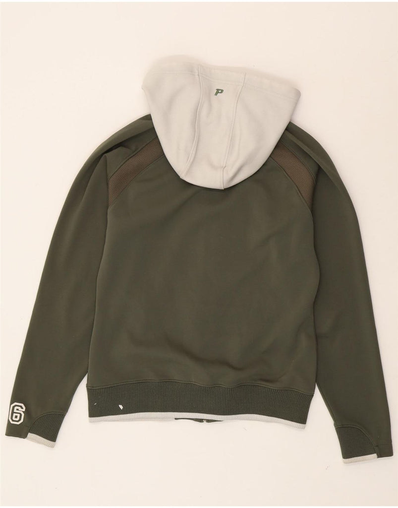 PEAK PERFORMANCE Womens Zip Hoodie Sweater UK 12 Medium Green Colourblock Vintage Peak Performance and Second-Hand Peak Performance from Messina Hembry 