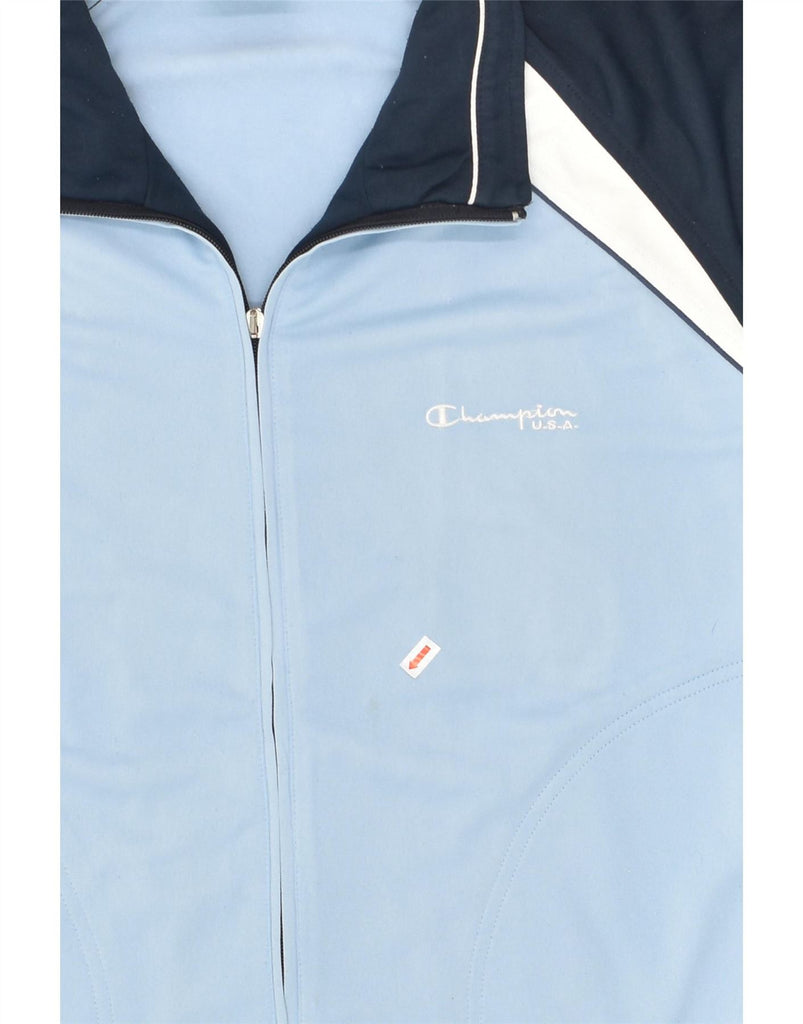 CHAMPION Mens Tracksuit Top Jacket Medium Blue Colourblock Polyester Vintage Champion and Second-Hand Champion from Messina Hembry 