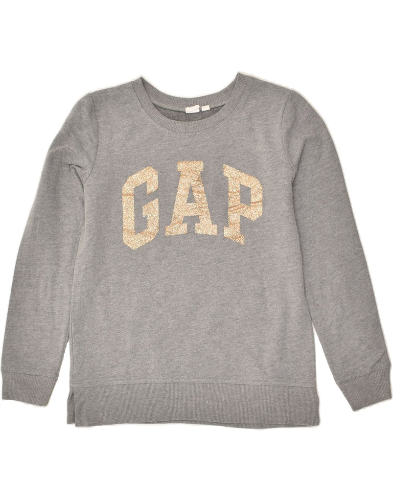 GAP Womens Graphic Sweatshirt Jumper UK 4 XS Grey Cotton | Vintage Gap | Thrift | Second-Hand Gap | Used Clothing | Messina Hembry 