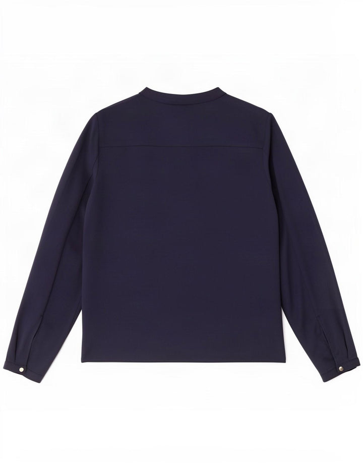 Zara Womens Long Sleeve Blouse Top UK 12 Medium Navy Blue