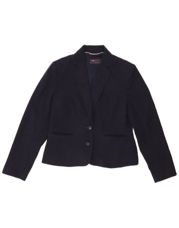 Marks & Spencer Womens 2 Button Blazer Jacket UK 12 Medium Navy Blue
