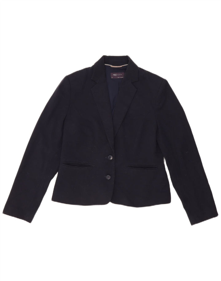 Marks & Spencer Womens 2 Button Blazer Jacket UK 12 Medium Navy Blue