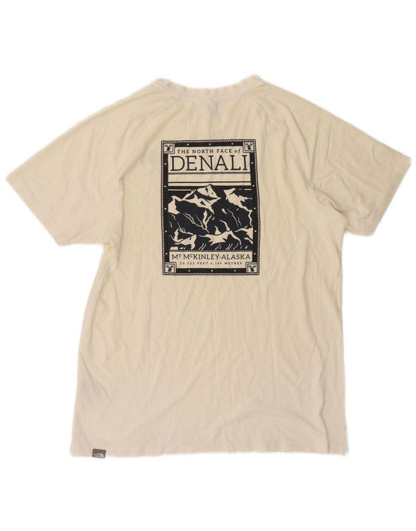 The North Face Mens Graphic T-Shirt Top Large Off White Cotton