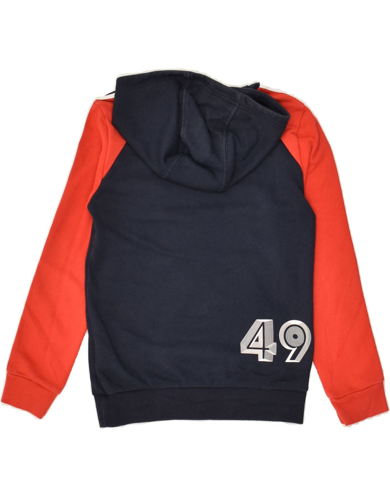 ADIDAS Boys Hoodie Jumper 8-9 Years Navy Blue Colourblock Cotton | Vintage Adidas | Thrift | Second-Hand Adidas | Used Clothing | Messina Hembry 