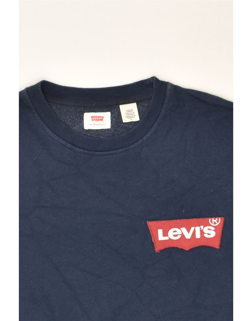 LEVI'S Mens Graphic Sweatshirt Jumper Medium Navy Blue Cotton | Vintage Levi's | Thrift | Second-Hand Levi's | Used Clothing | Messina Hembry 