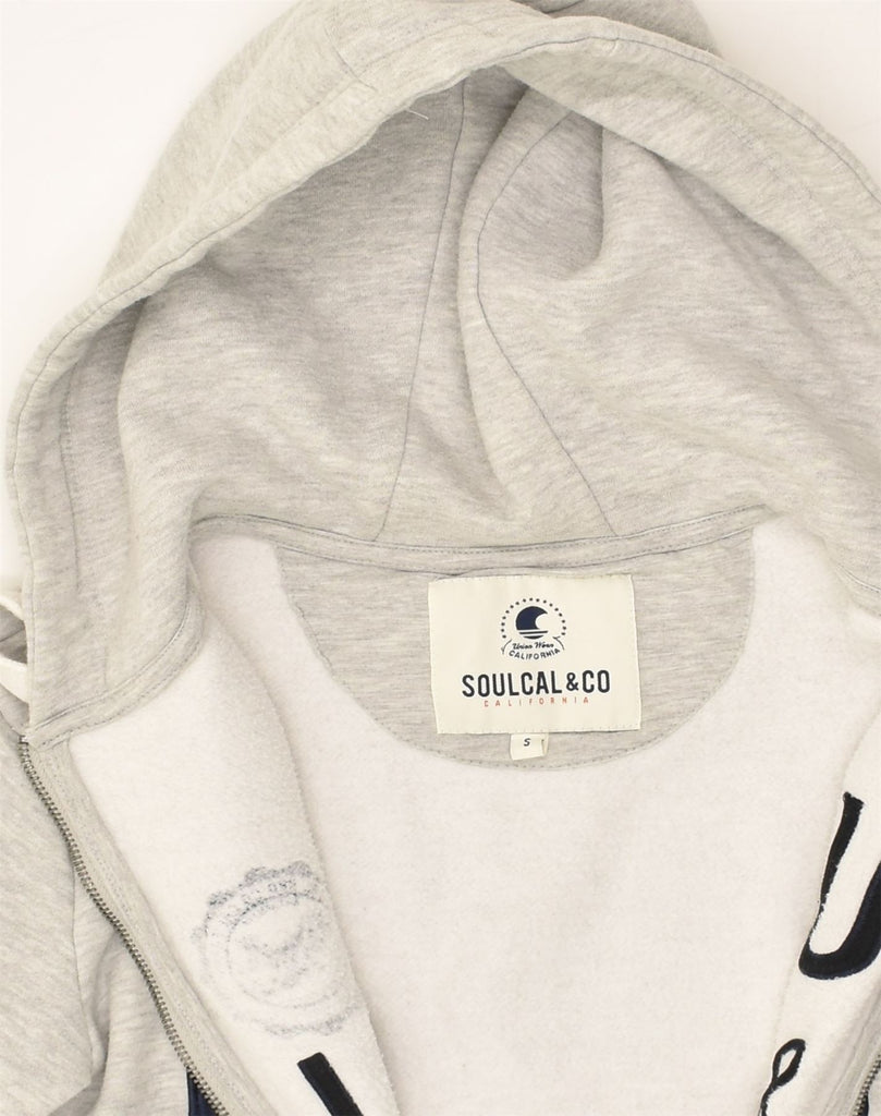 SOUL CAL Mens Graphic Zip Hoodie Sweater Small Grey Cotton | Vintage Soul Cal | Thrift | Second-Hand Soul Cal | Used Clothing | Messina Hembry 