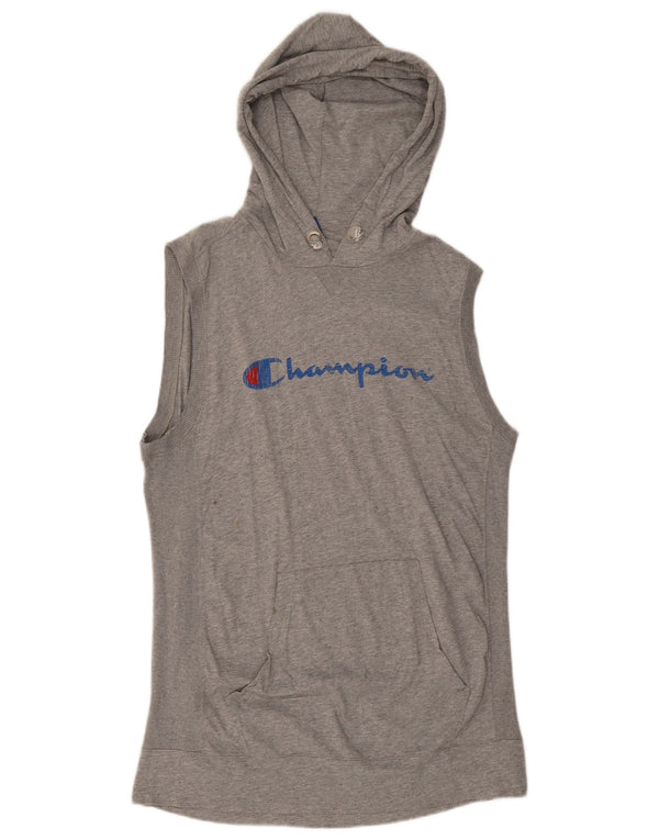 Champion Mens Graphic Sleeveless Hoodie Jumper XL Grey Flecked Cotton