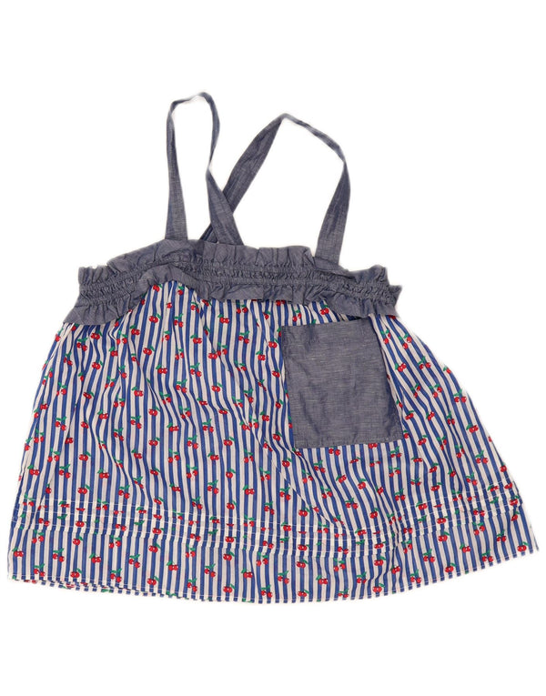Benetton Womens Crop Cami Top UK 14 Medium Blue Striped Cotton