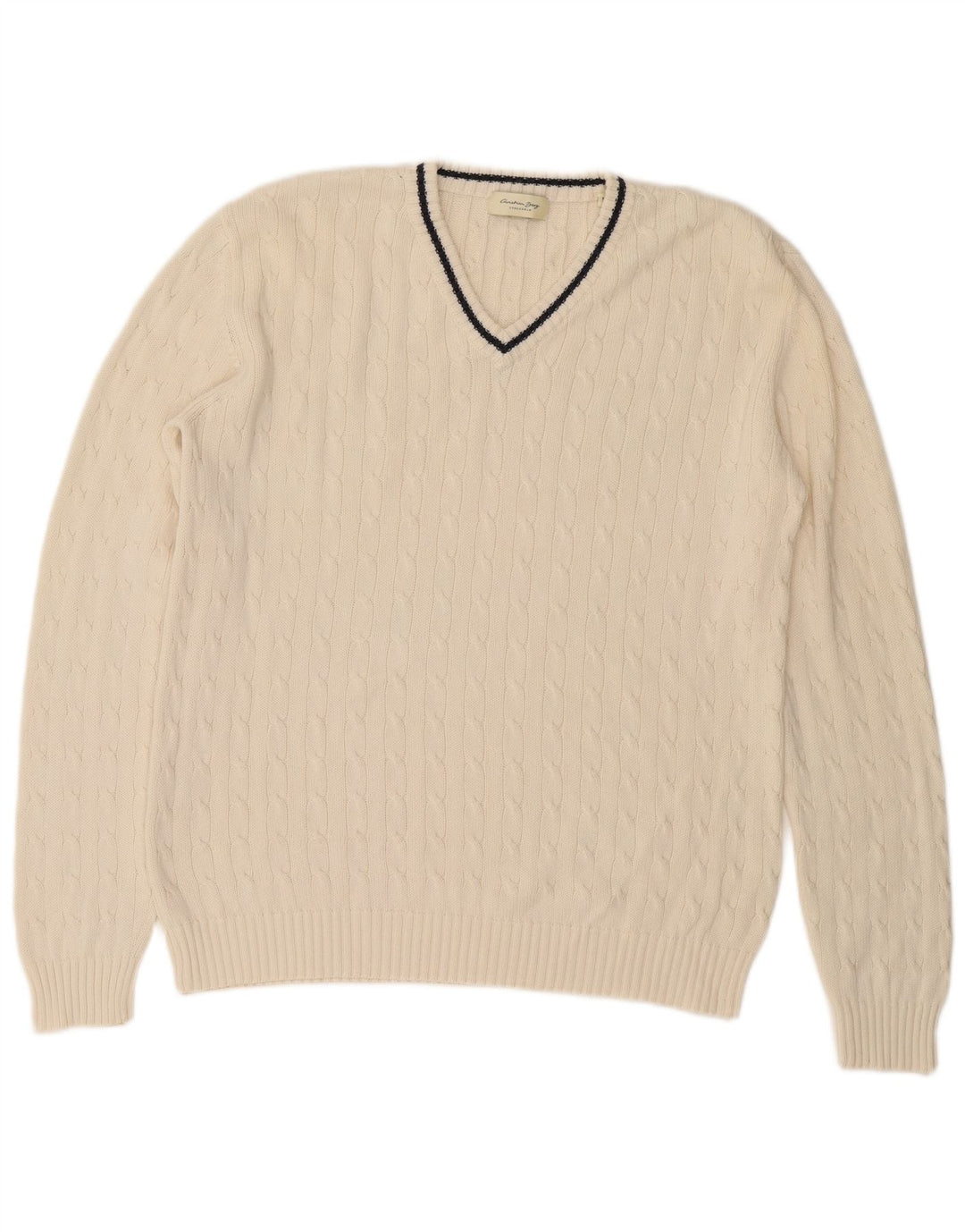 CHRISTIAN BERG Mens Stockholm V-Neck Jumper Sweater Medium Off White