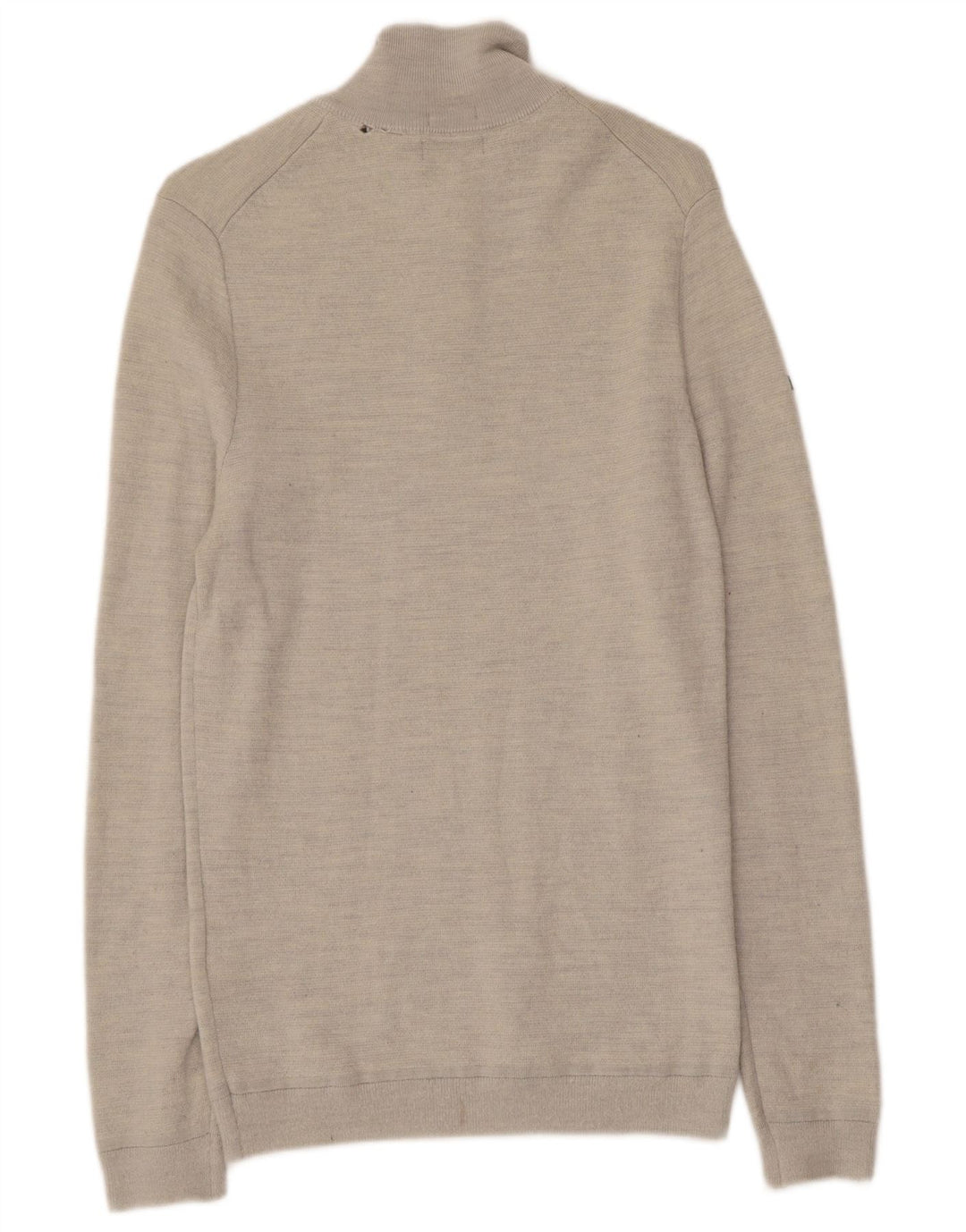 SUPERDRY Mens Zip Neck Jumper Sweater XS Grey Wool