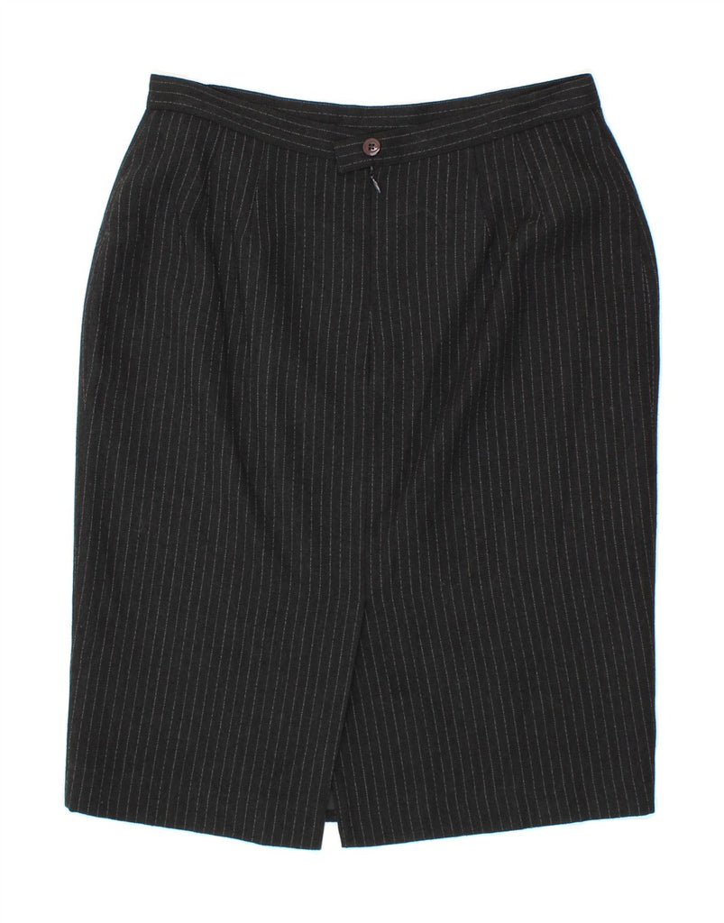 VINTAGE Womens Pencil Skirt UK 12 Medium W30 Black Pinstripe Rayon Vintage Vintage and Second-Hand Vintage from Messina Hembry 
