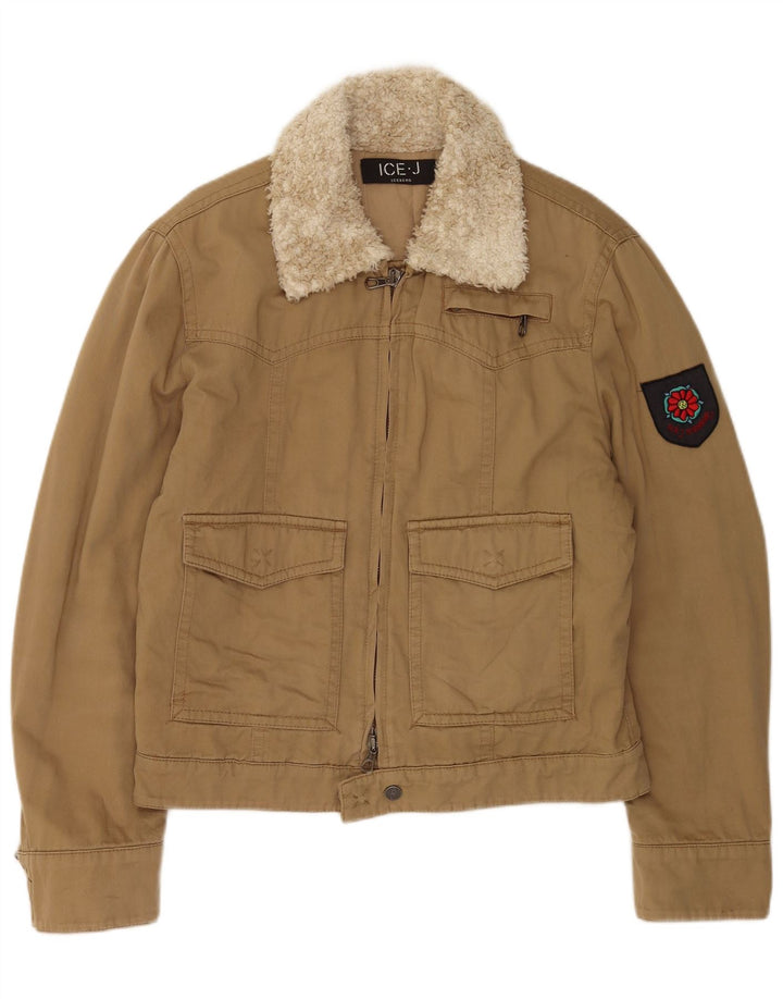 Iceberg Mens Utility Jacket IT 52 XL Beige Cotton