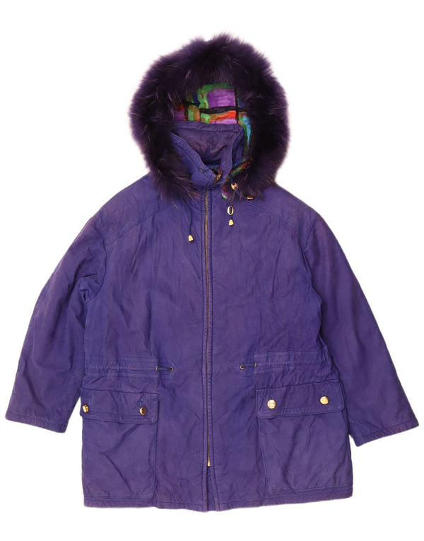 Vintage Womens Hooded Parka Jacket UK 14 Large Purple