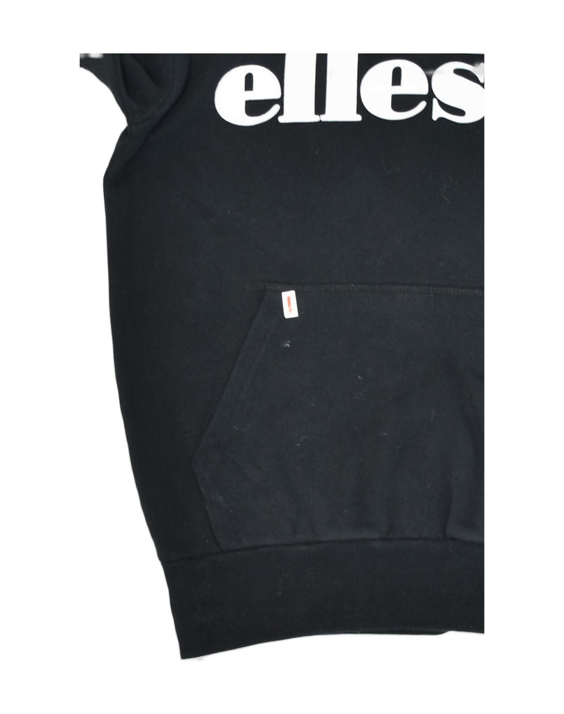 ELLESSE Mens Graphic Hoodie Jumper Small Black Cotton | Vintage | Thrift | Second-Hand | Used Clothing | Messina Hembry 
