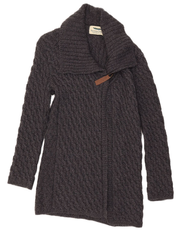 Aran Islands Knitwear Womens Longline Cardigan Sweater UK 10 Small Grey