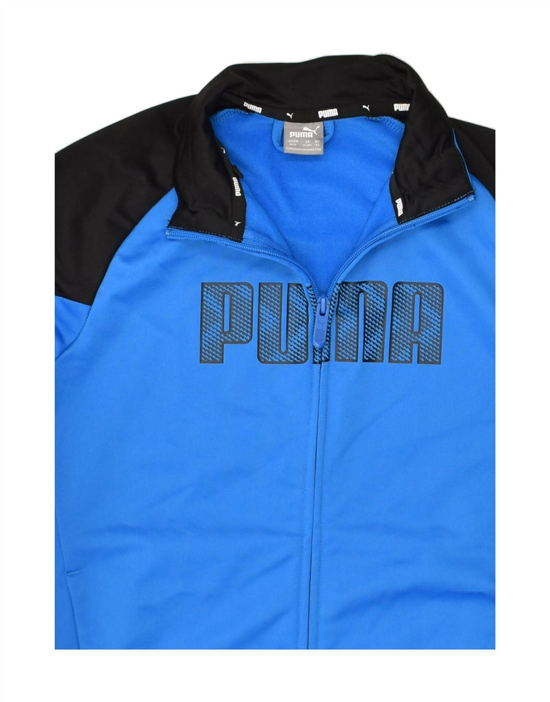 PUMA Boys Graphic Tracksuit Top Jacket 11-12 Years Blue Colourblock | Vintage Puma | Thrift | Second-Hand Puma | Used Clothing | Messina Hembry 