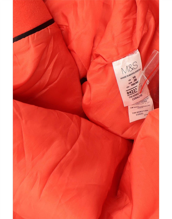 Marks & Spencer Womens Overcoat UK 10 Small Orange Polyester