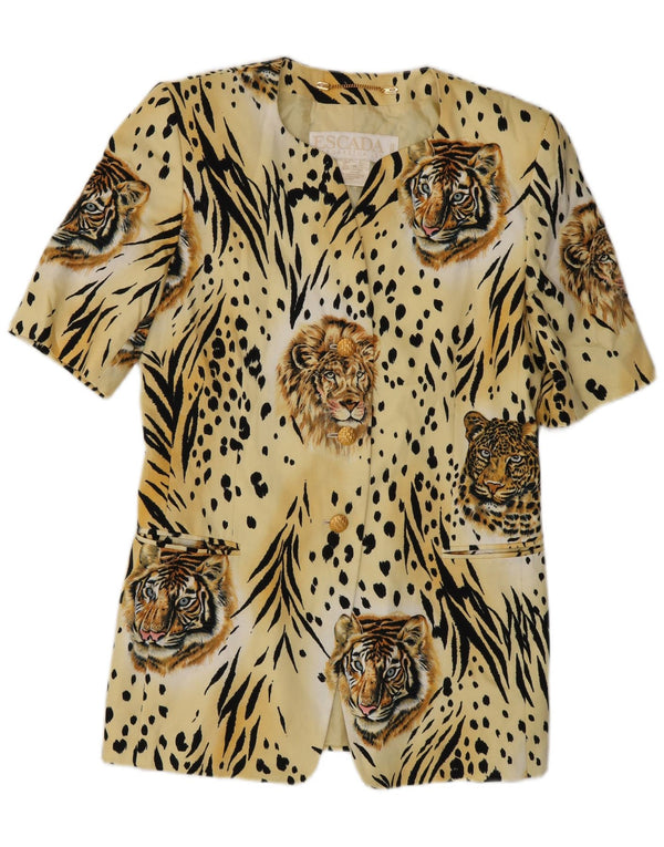 Escada Womens Short Sleeve Blazer Jacket EU 38 Medium Yellow Designer