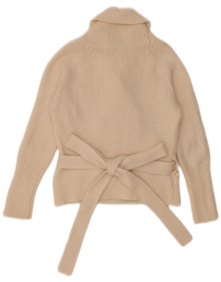 Ted Baker Womens Wrap Cardigan Sweater Size 4 Large Beige Wool