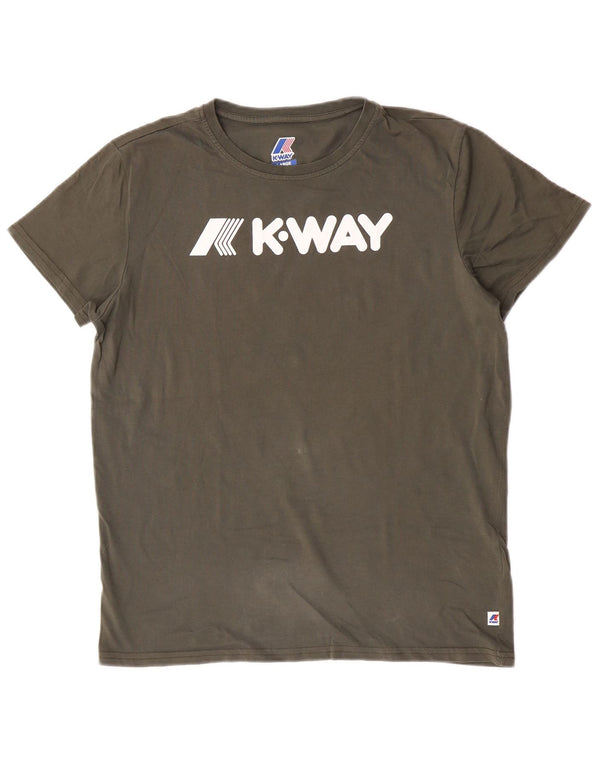 K-Way Boys Graphic T-Shirt Top 15-16 Years Large Khaki Cotton