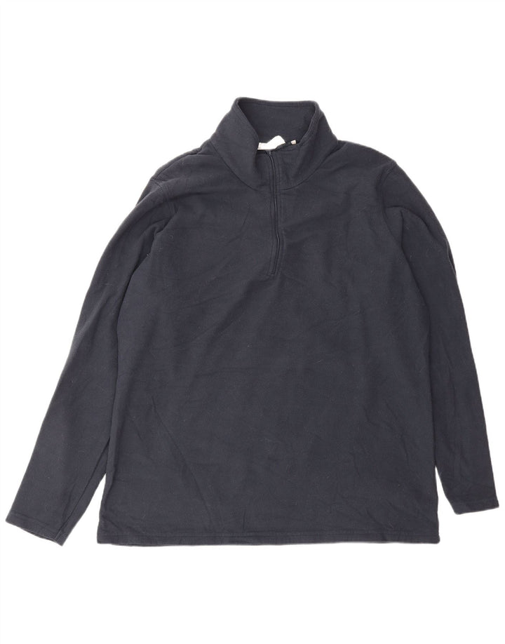MOUNTAIN WAREHOUSE Mens Zip Neck Fleece Jumper XL Navy Blue Polyester